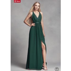 Vera Wang chiffon dress crisscross back  FOREST